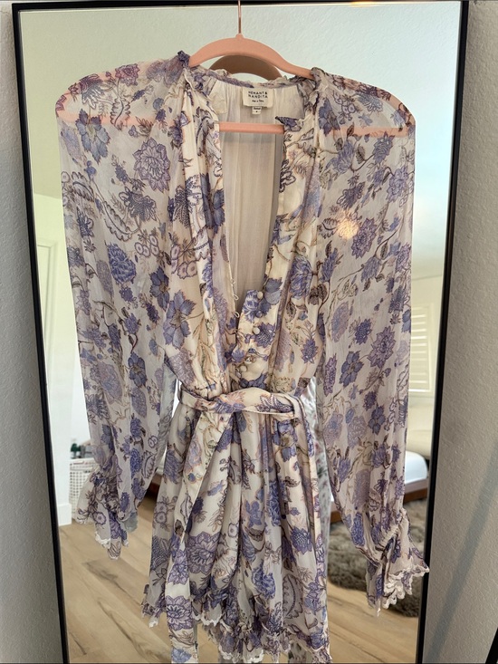 HEMANT & NANDITA Pants - HEMANT & NANDITA Cream and Lavender Floral Jumpsuit Romper